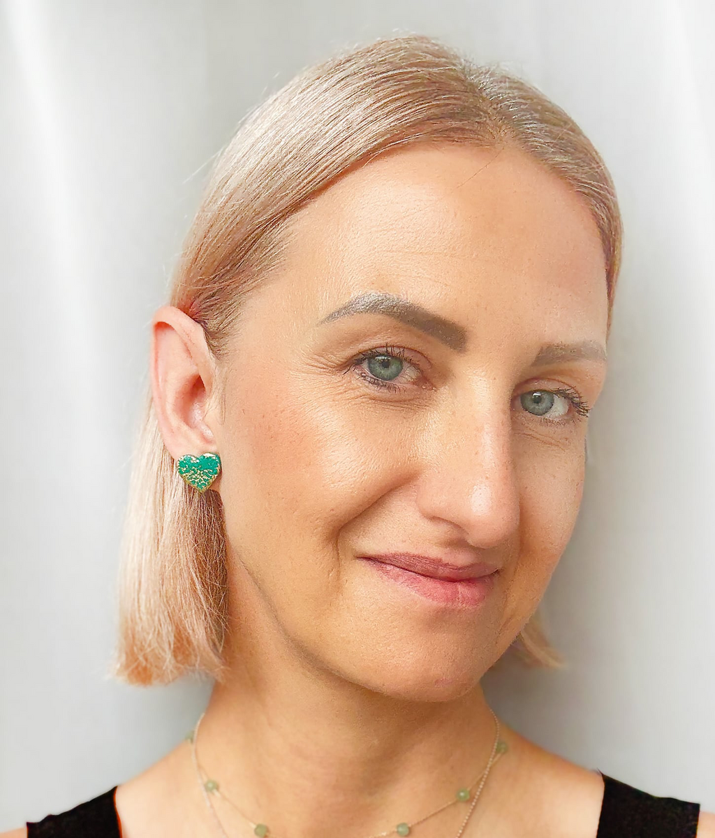 Kolczyki Heart Emerald Gloss