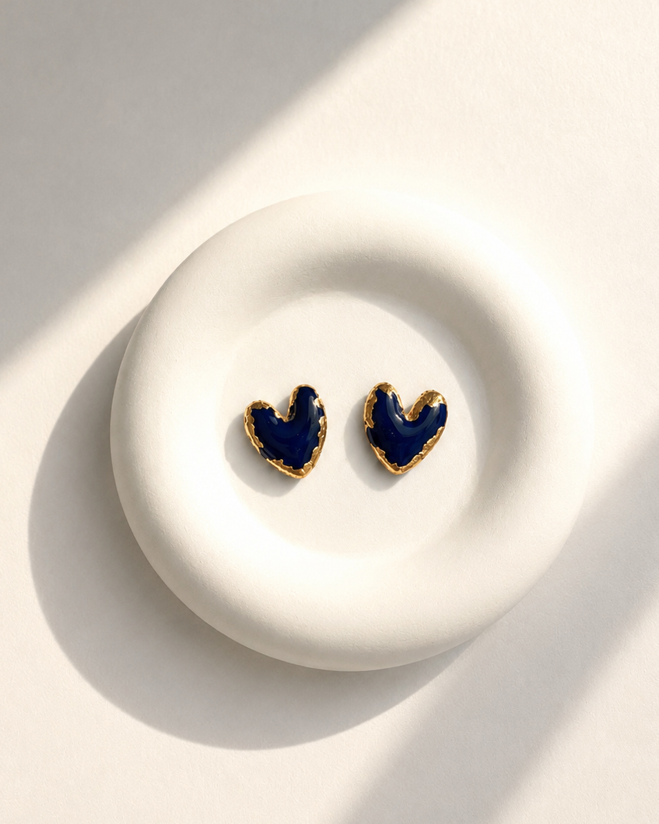 Kolczyki Navy Hearts