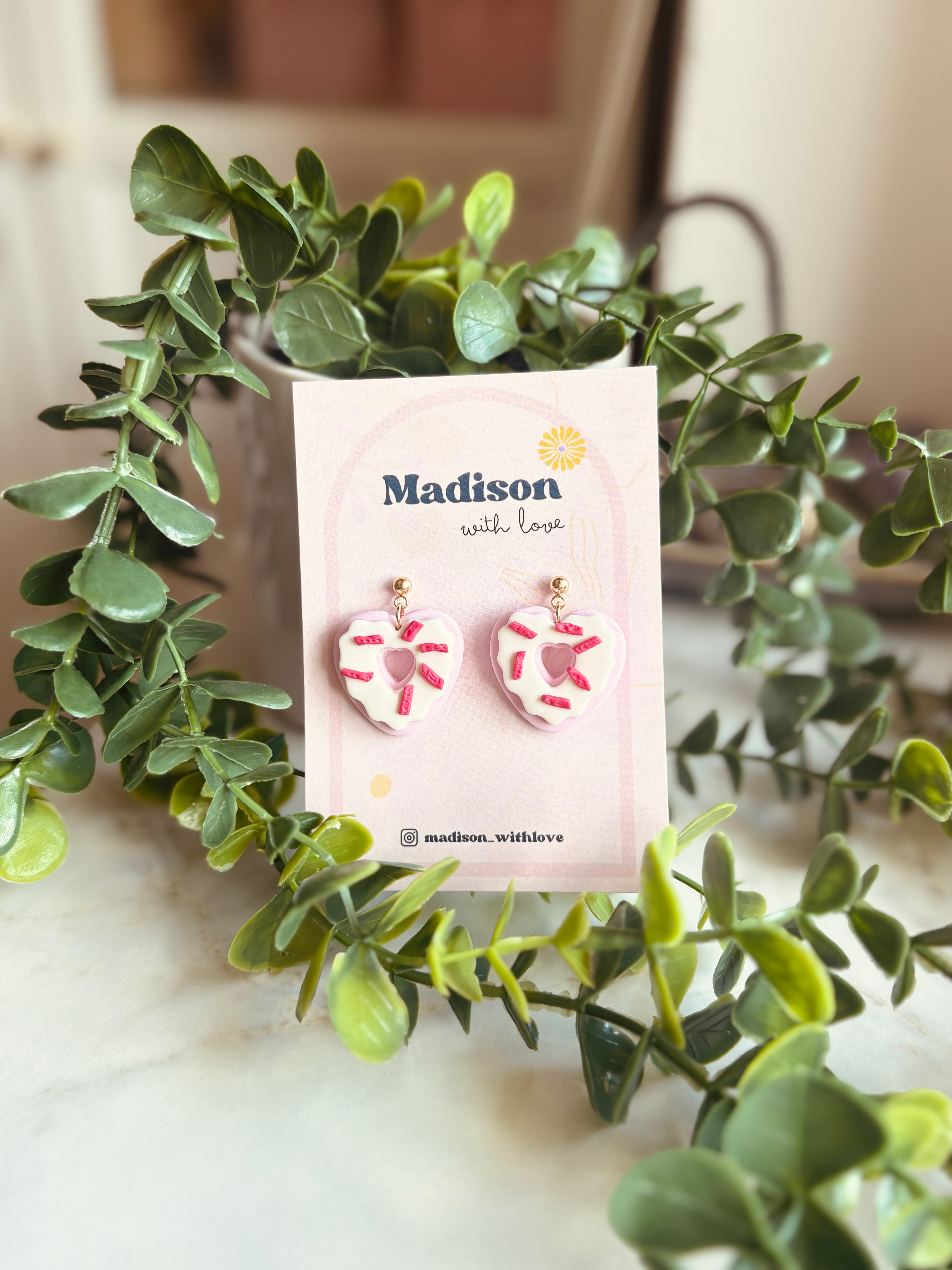 KOLCZYKI PĄCZKI SERCA DONUTY Z GLINY POLIMEROWEJ