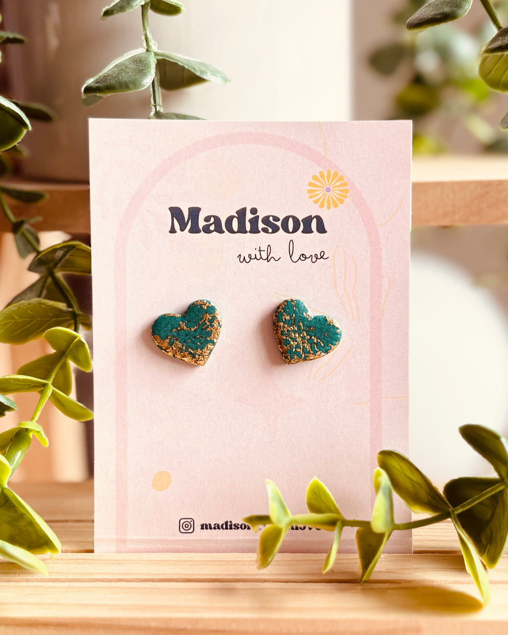 Kolczyki Heart Emerald Gloss