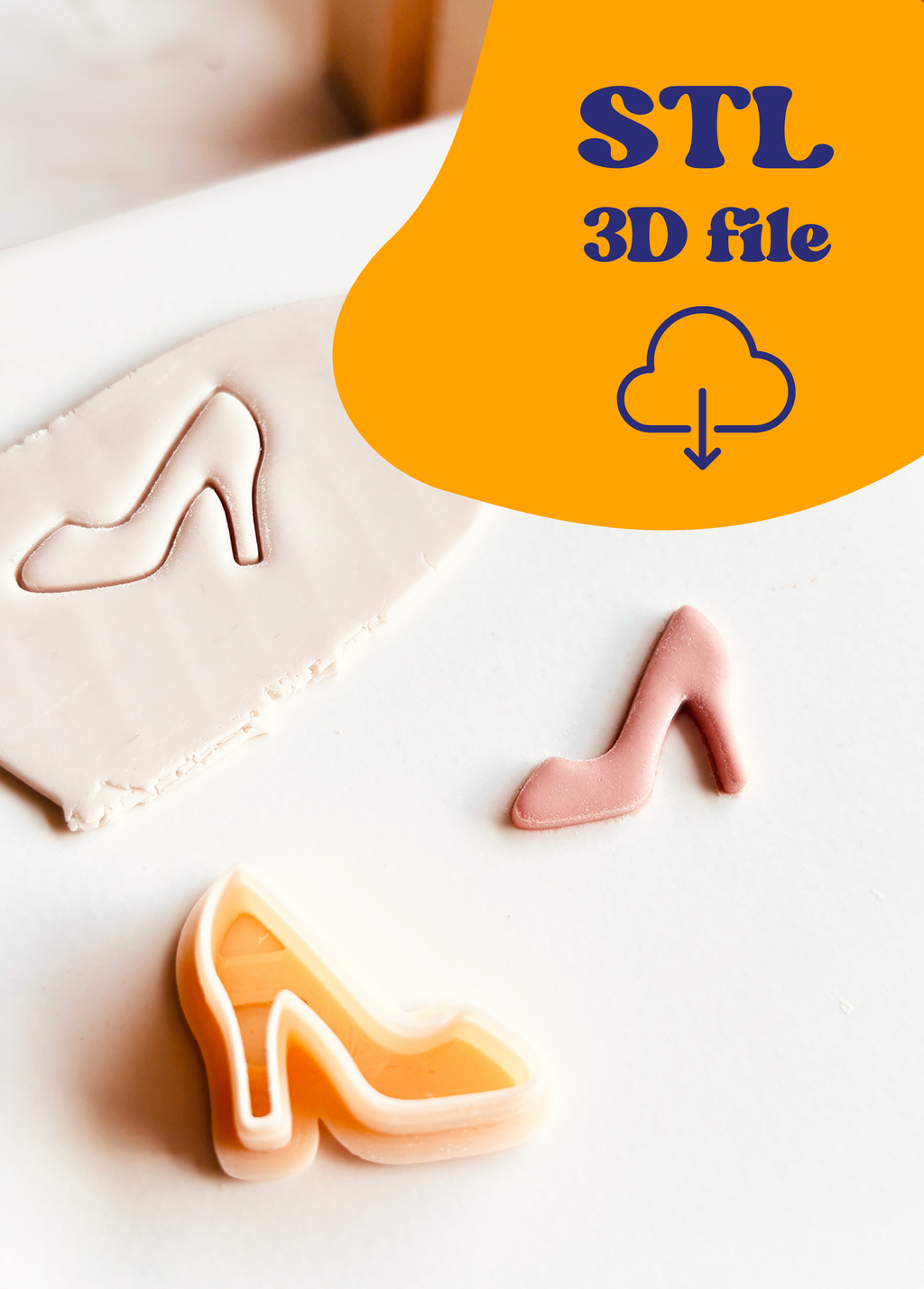 Plik STL - Wykrawacz do gliny - But damski „szpilka”