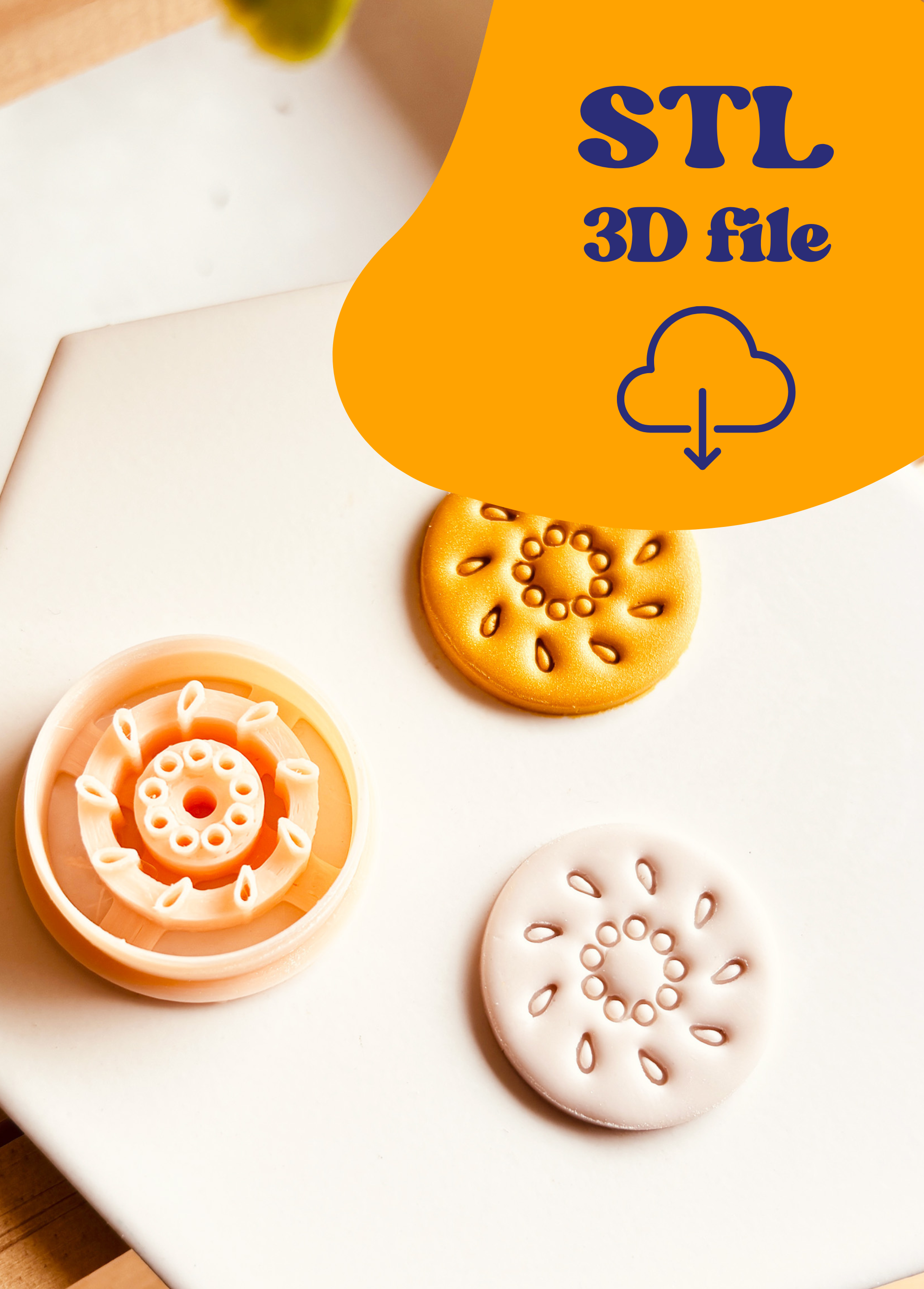 Plik STL - Wykrawacz do gliny - Koło z drobnymi zdobieniami