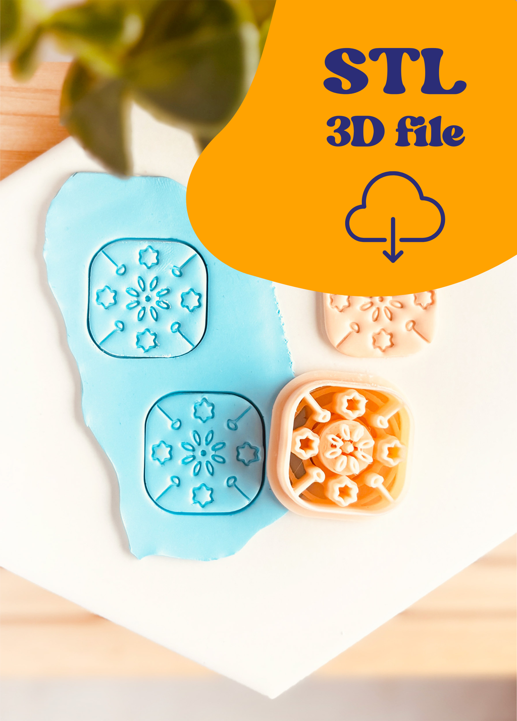 Plik STL - Clay Cutter z Ornamentami i kwiatem