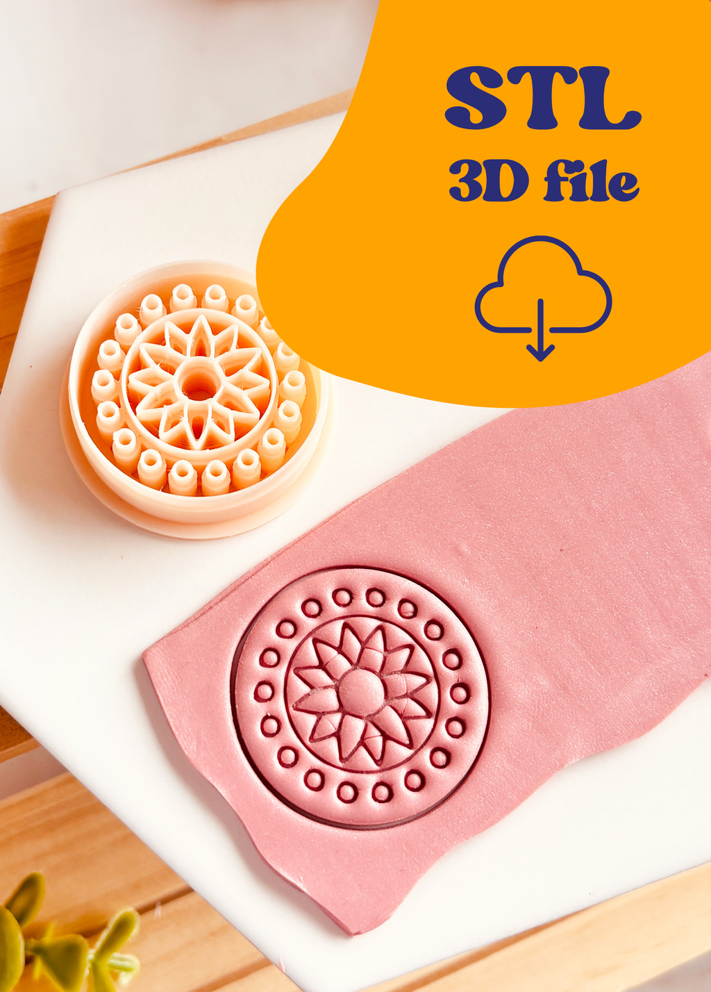 Plik STL - Cutter do gliny polimerowej - Lotos w kole Boho