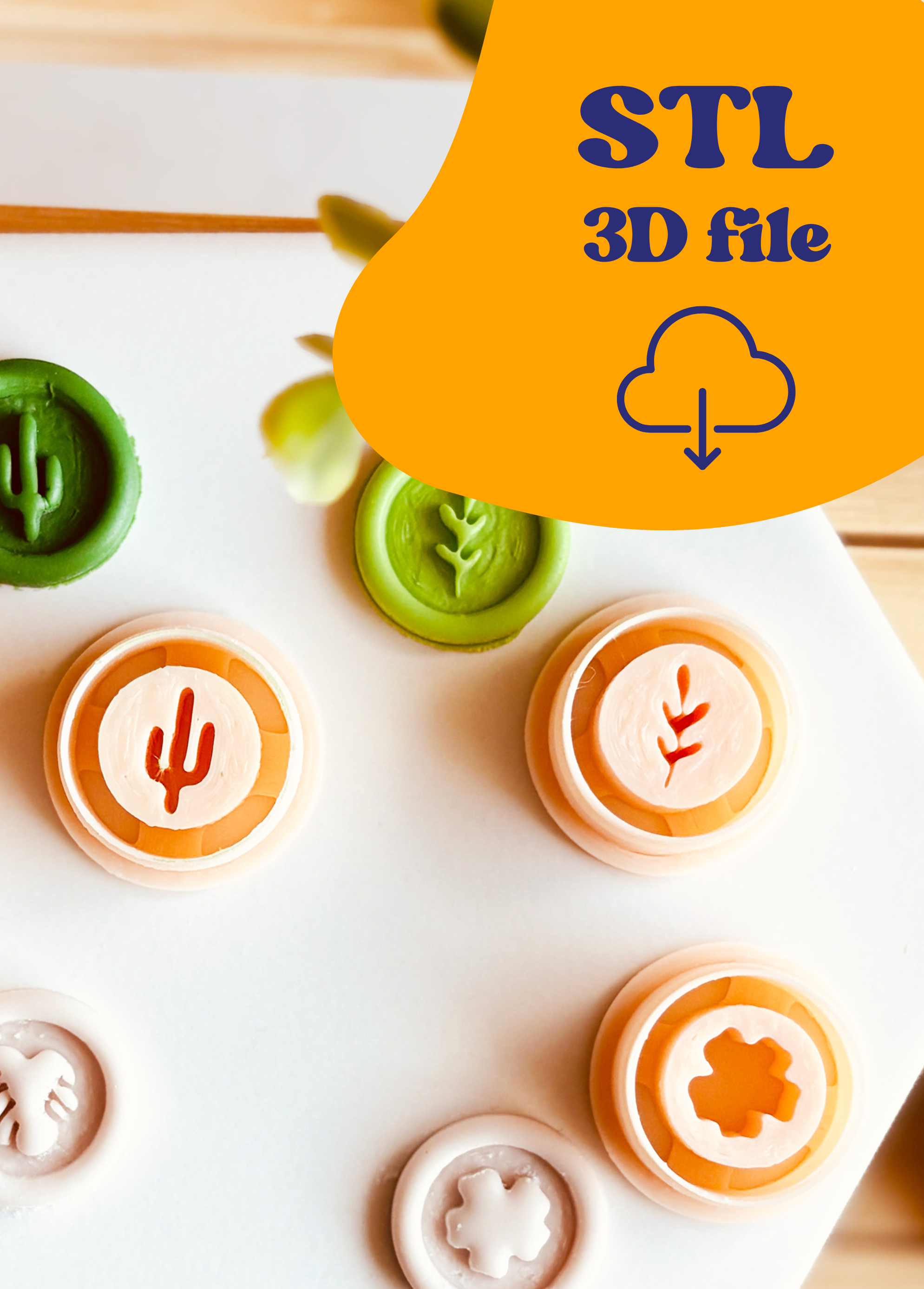 Plik STL - Clay Cutter - Pieczątki z motywem botanicznym