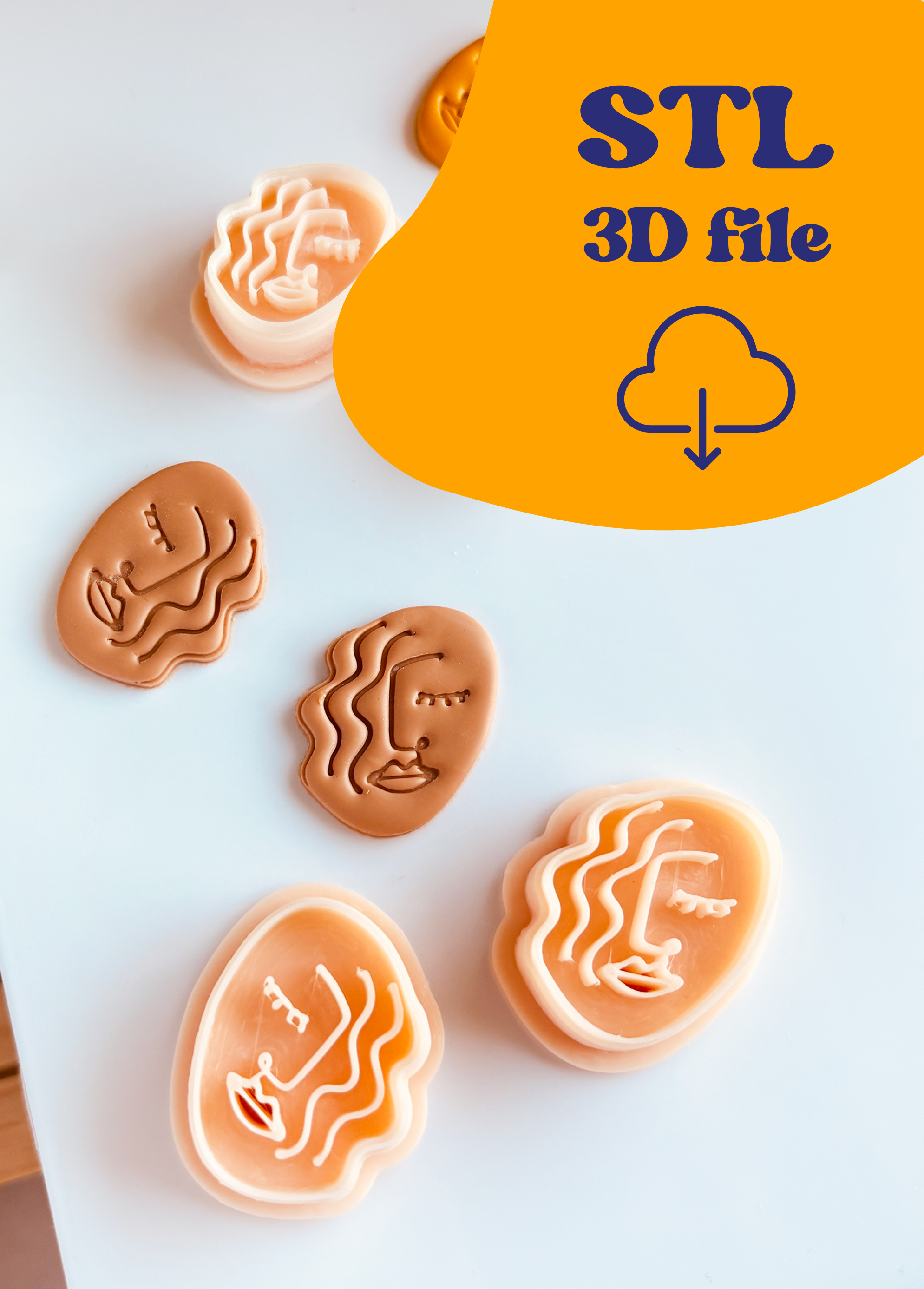 Plik STL - Wykrawacz do gliny - Picasso Faces: Owalne Twarze