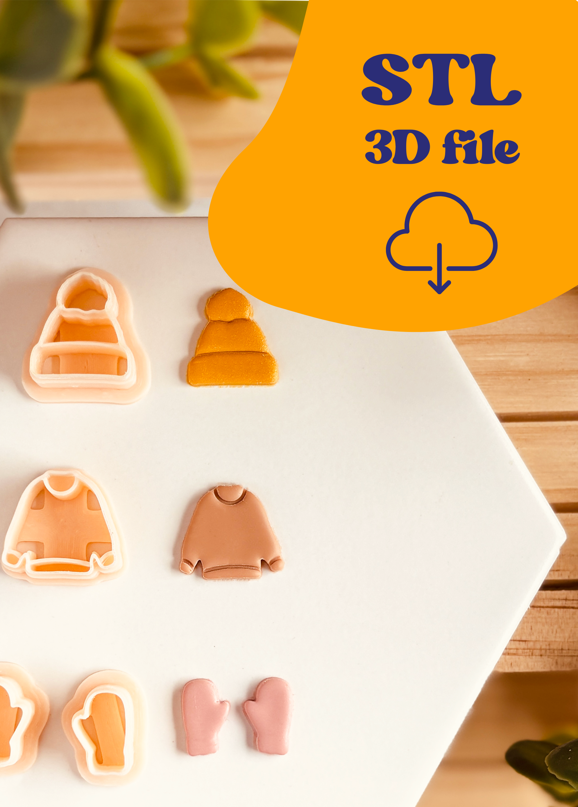 Plik STL - Cuttery Zimowe Motywy: Sweter, Czapka, Rękawiczki