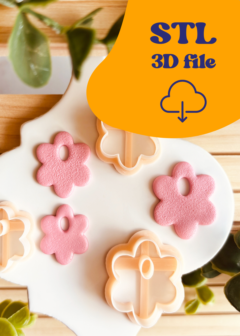 Plik STL - Clay Cutter Wykrawacz do gliny polimerowej Podłużny Kwiat