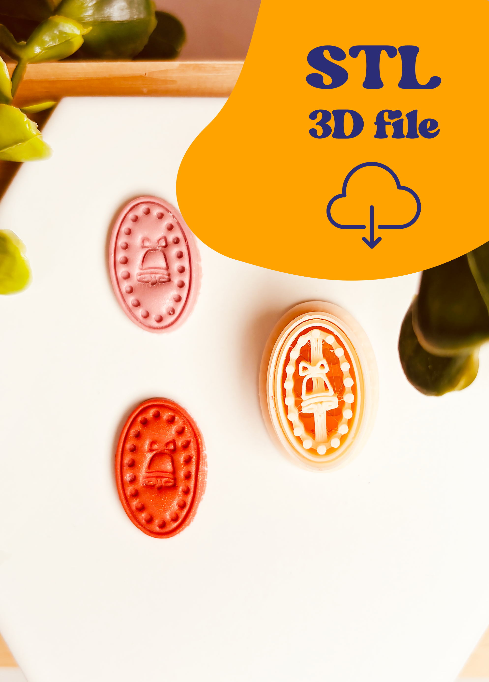 STL File - Clay Cutter  – Elipsa z motywem świątecznego dzwonka