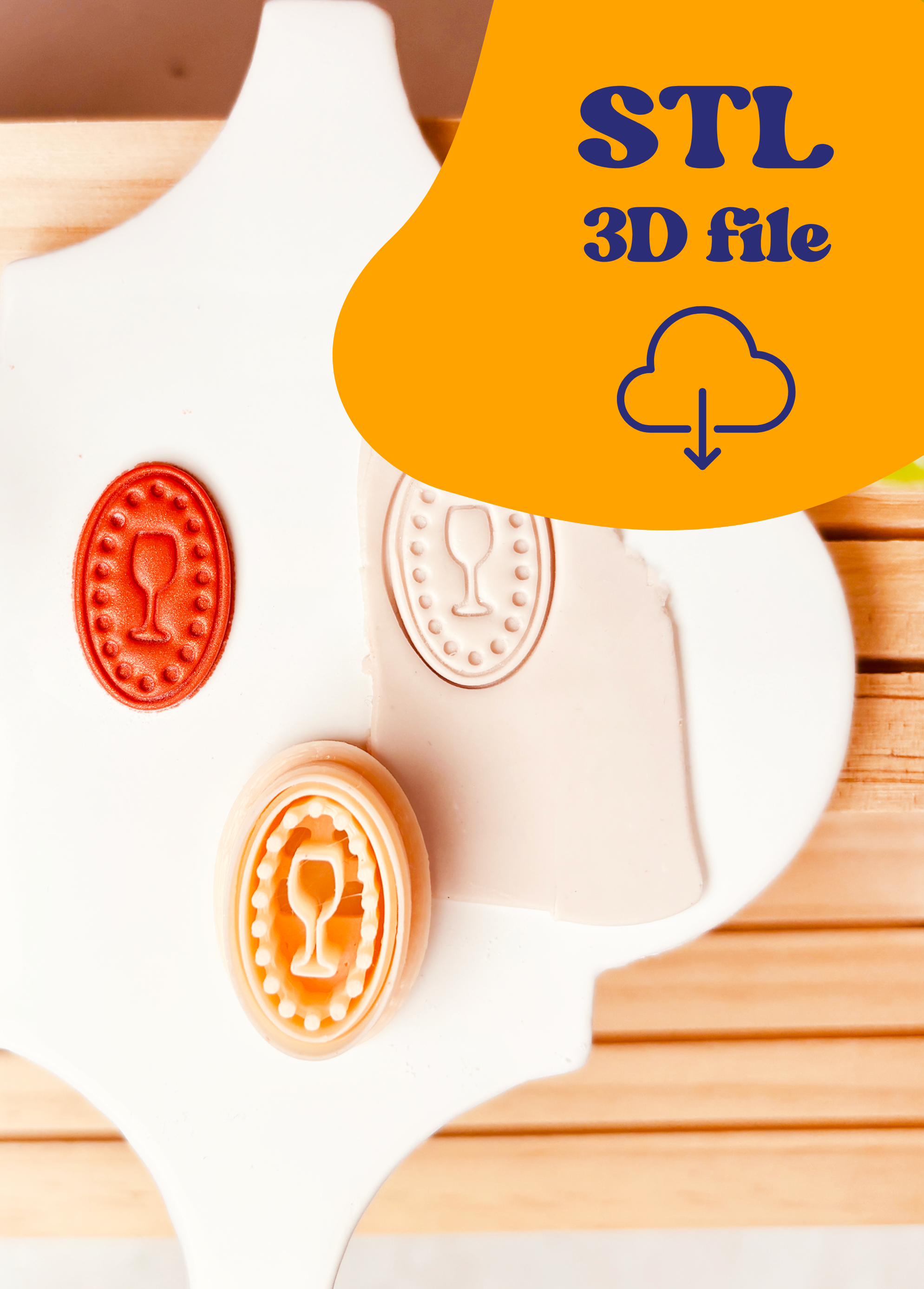 Plik STL - Clay Cutter  – Cutter – Elipsa z motywem kieliszka wina