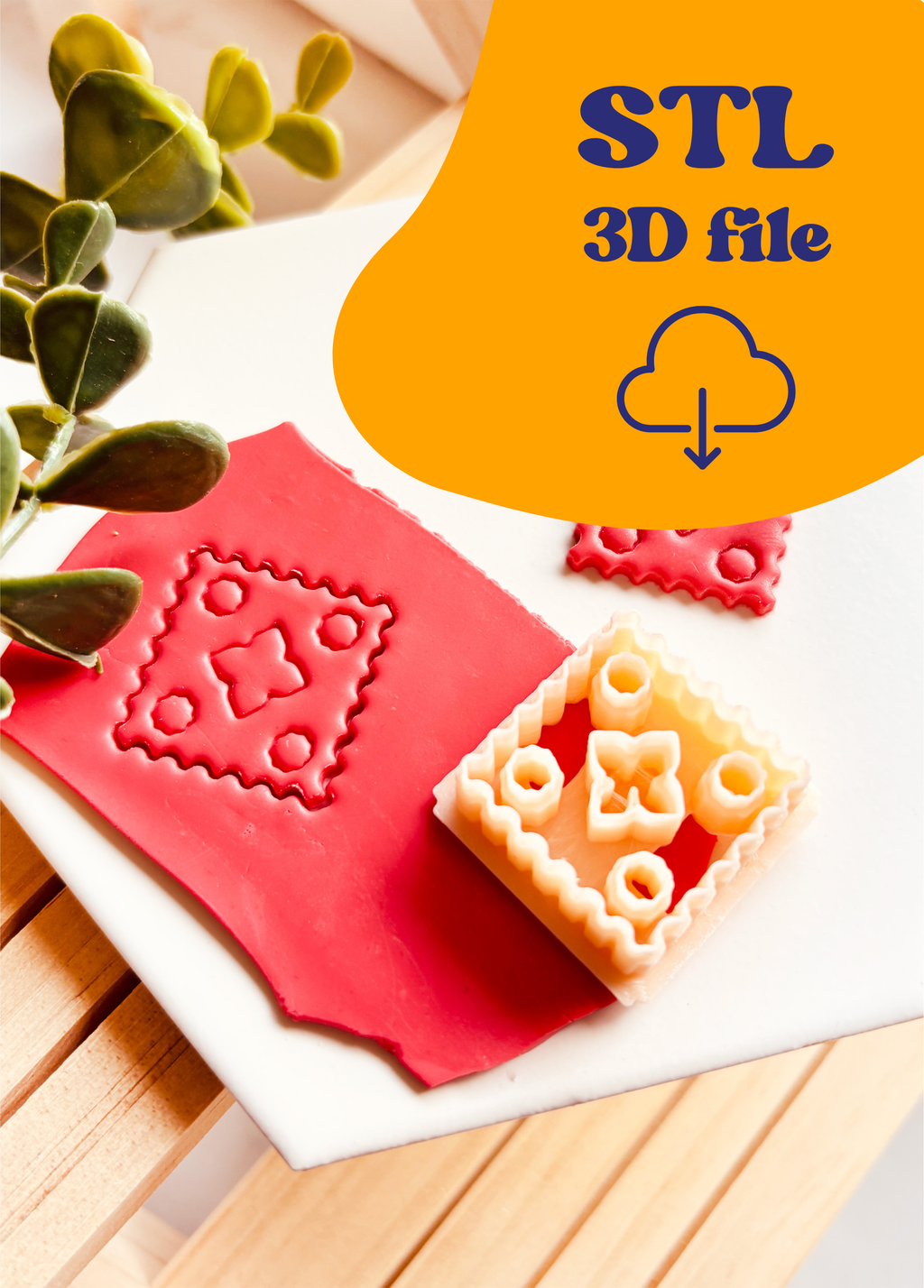 Plik STL - Wykrawacz Clay Cutter – Znaczek pocztowy z geometrycznym wzorem