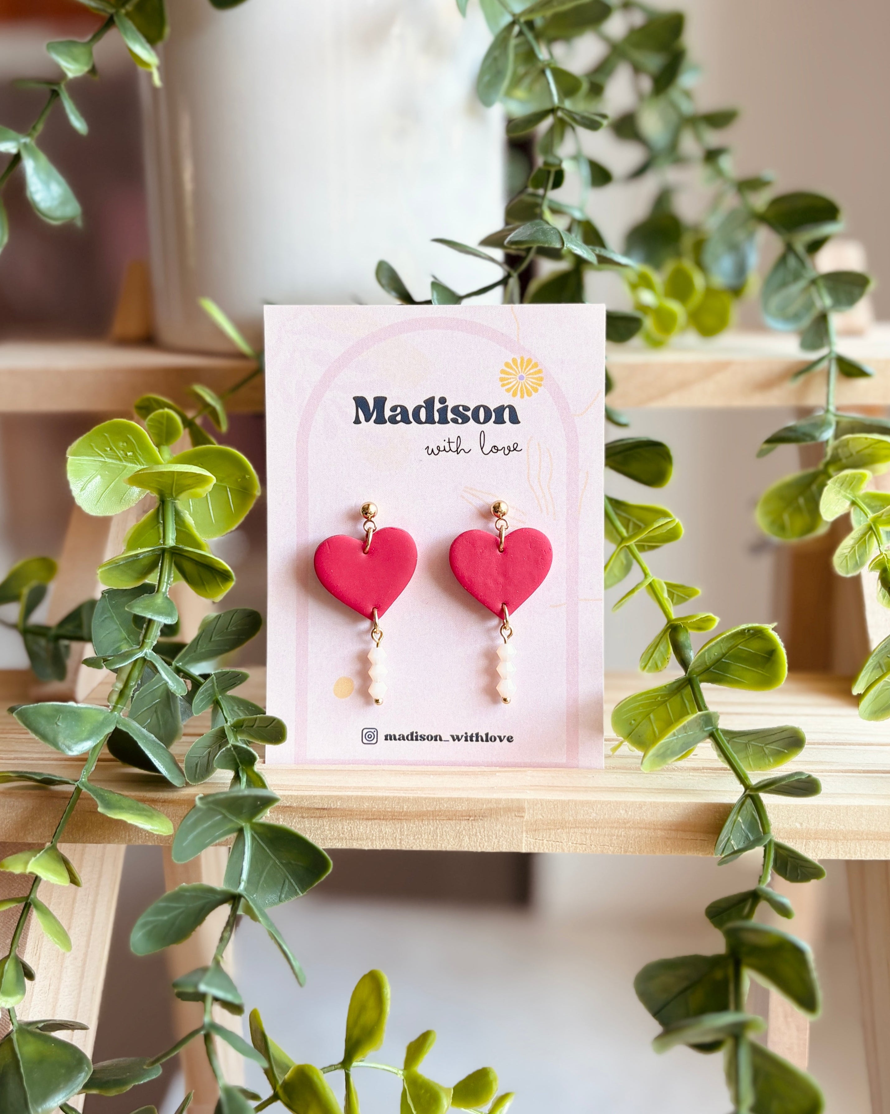 KOLCZYKI Z GLINY SERCA SERDUSZKA CZERWONE