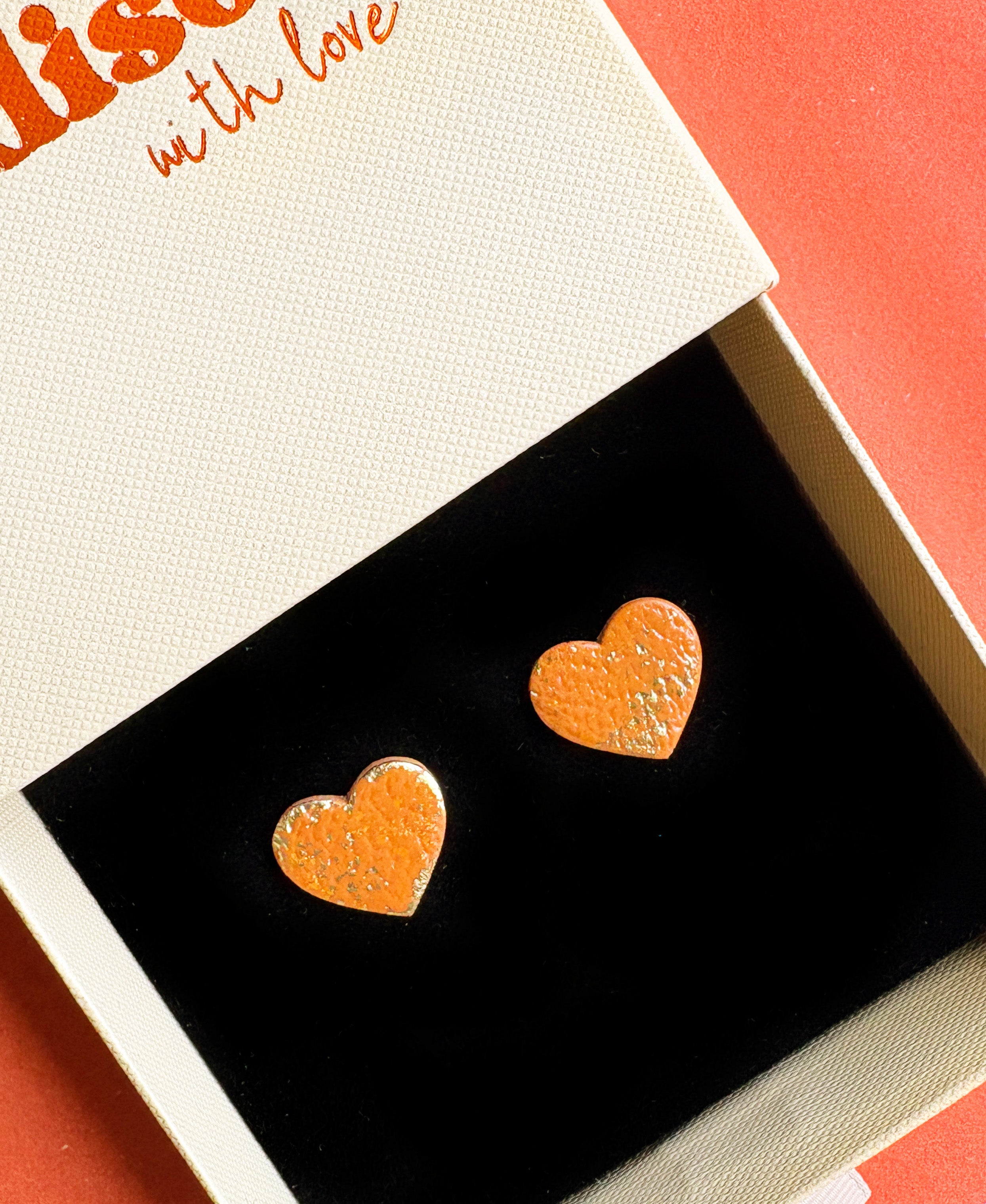 Kolczyki Heart Cognac Gloss