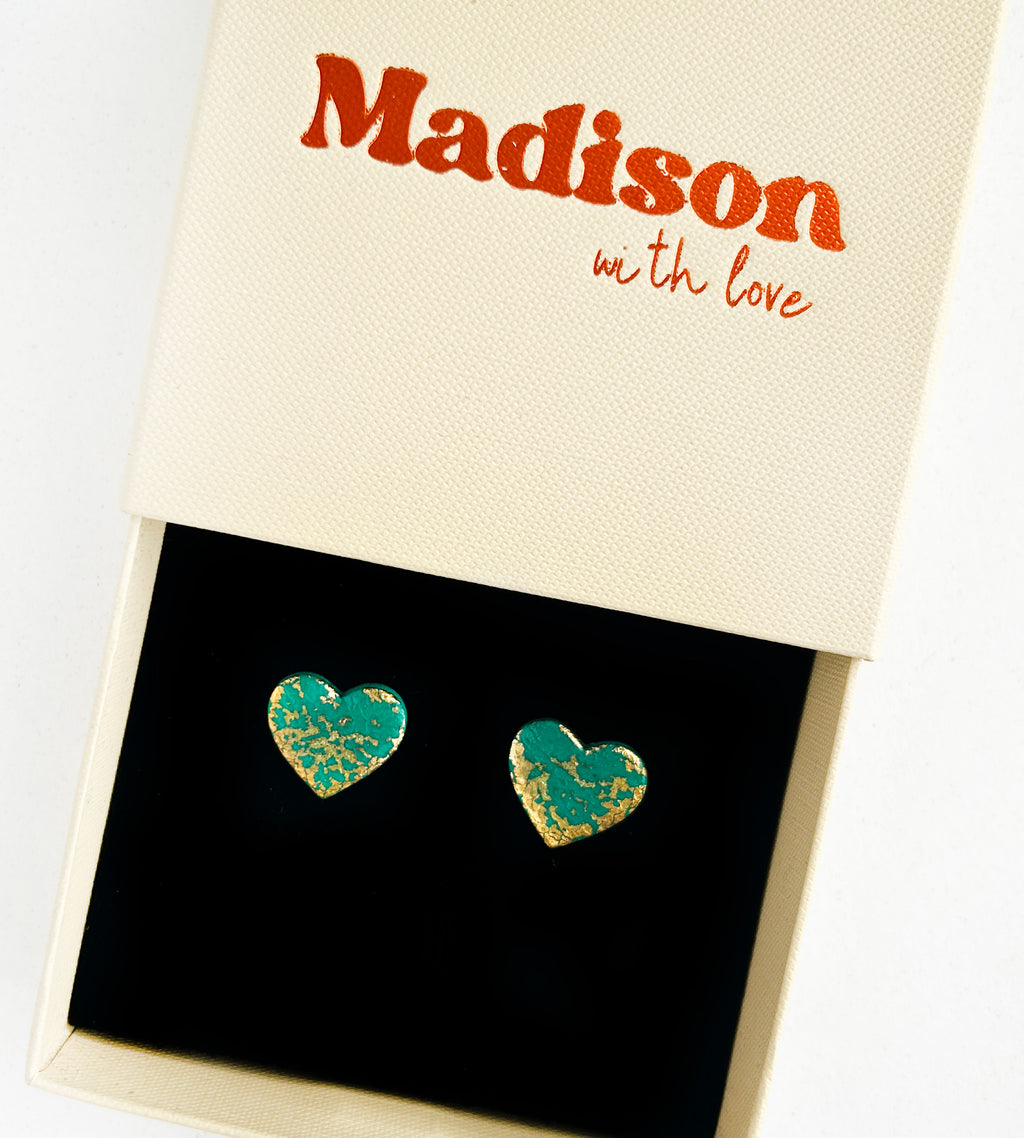 Kolczyki Heart Emerald Gloss